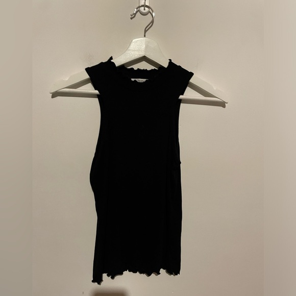 LNA clothing black lettuce hem tank top Black Ribbed Women's Size Small - Picture 1 of 6